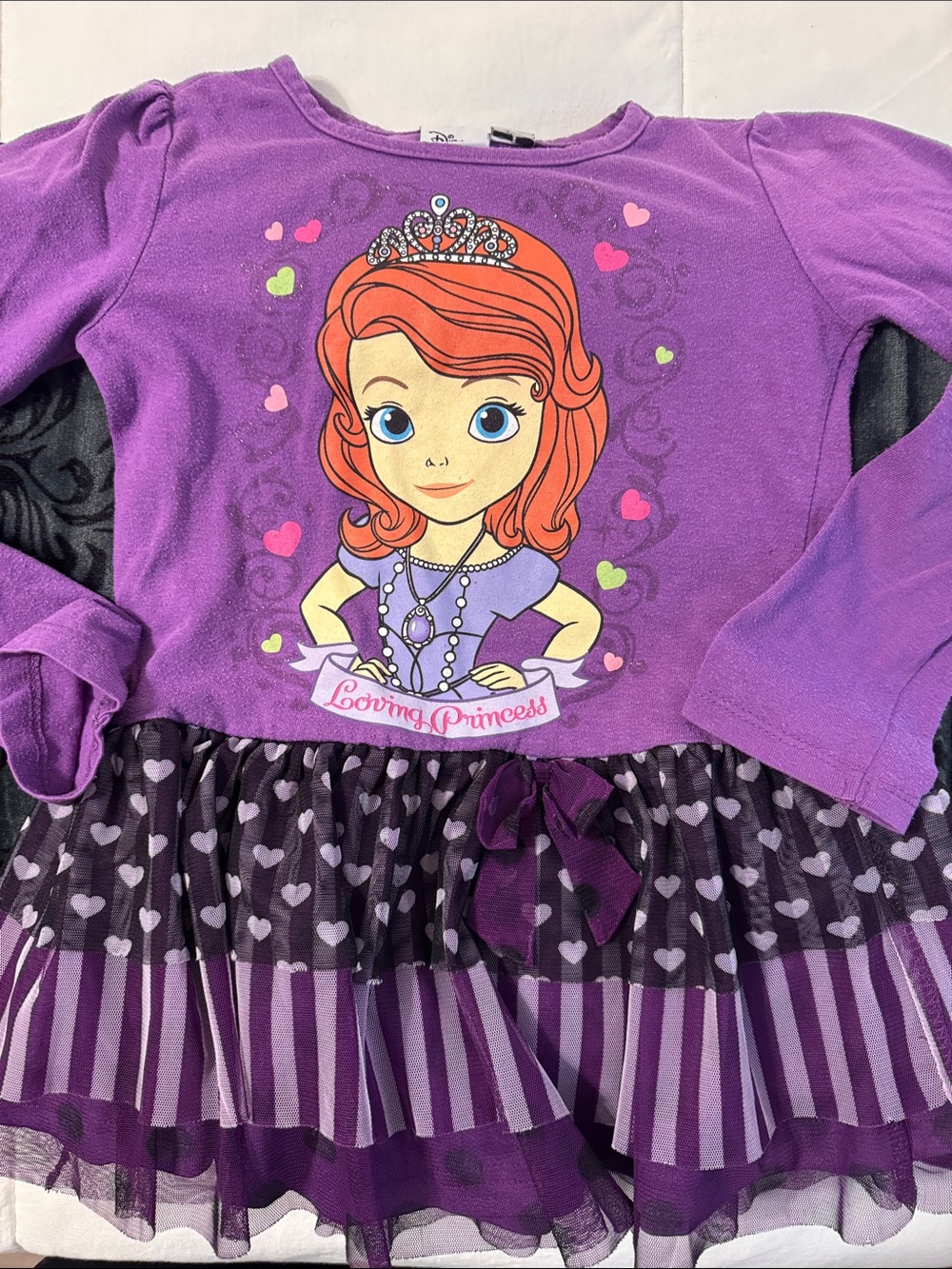 Disney Sofia the First peplum top with lace for girls  6 EUC